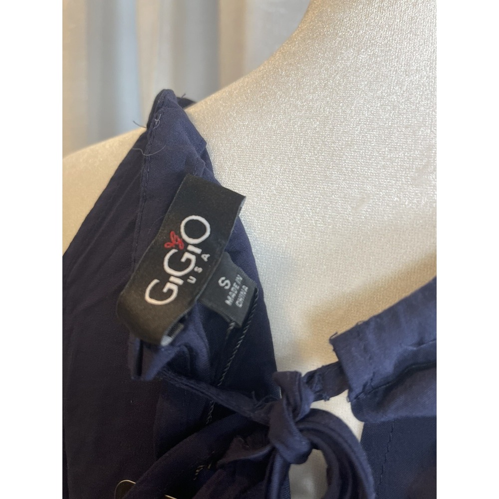 GiGiO Blue Striped Maxi Dress Halter Neck Side Slit Sundress Boho NWT S - Picture 6 of 6